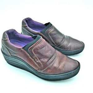 Bionica Womens GRINNELL Oxblood Red Leather Round Toe Slip On Comfort Shoes 8.5